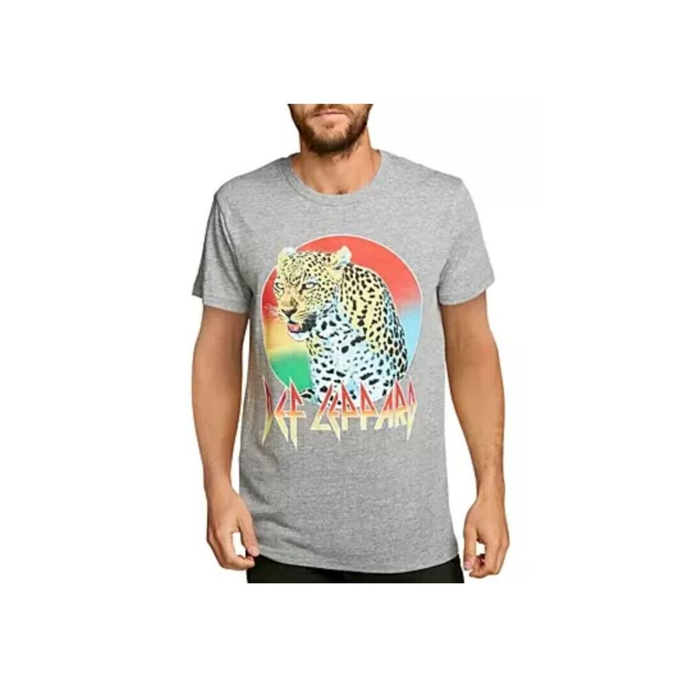 Chaser Men Def Leppard Short Sleeve Tee Gray Size S